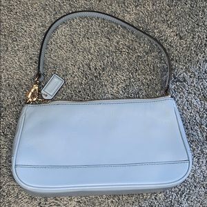Powder blue leather coach bag